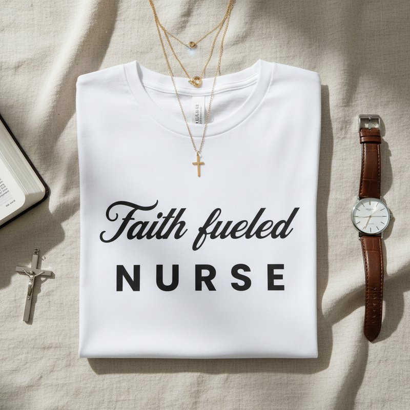 Faith Fueled Nurse" t-shirt design