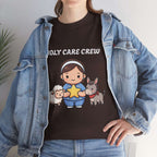 Holy Care Crew T-Shirt – Cute Nativity Tee with Lamb & Donkey