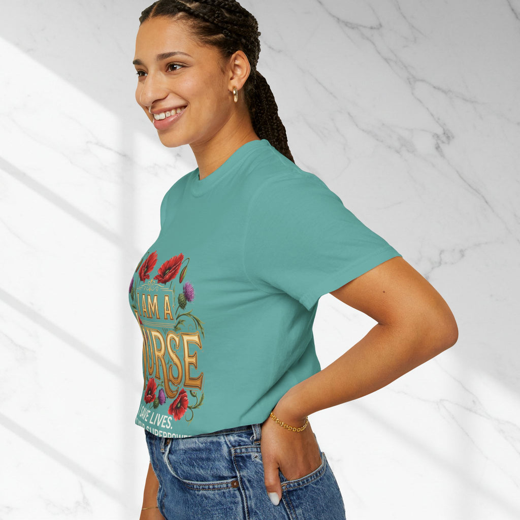 I Am a Nurse I Save Lives T-Shirt – Floral Superpower Tee
