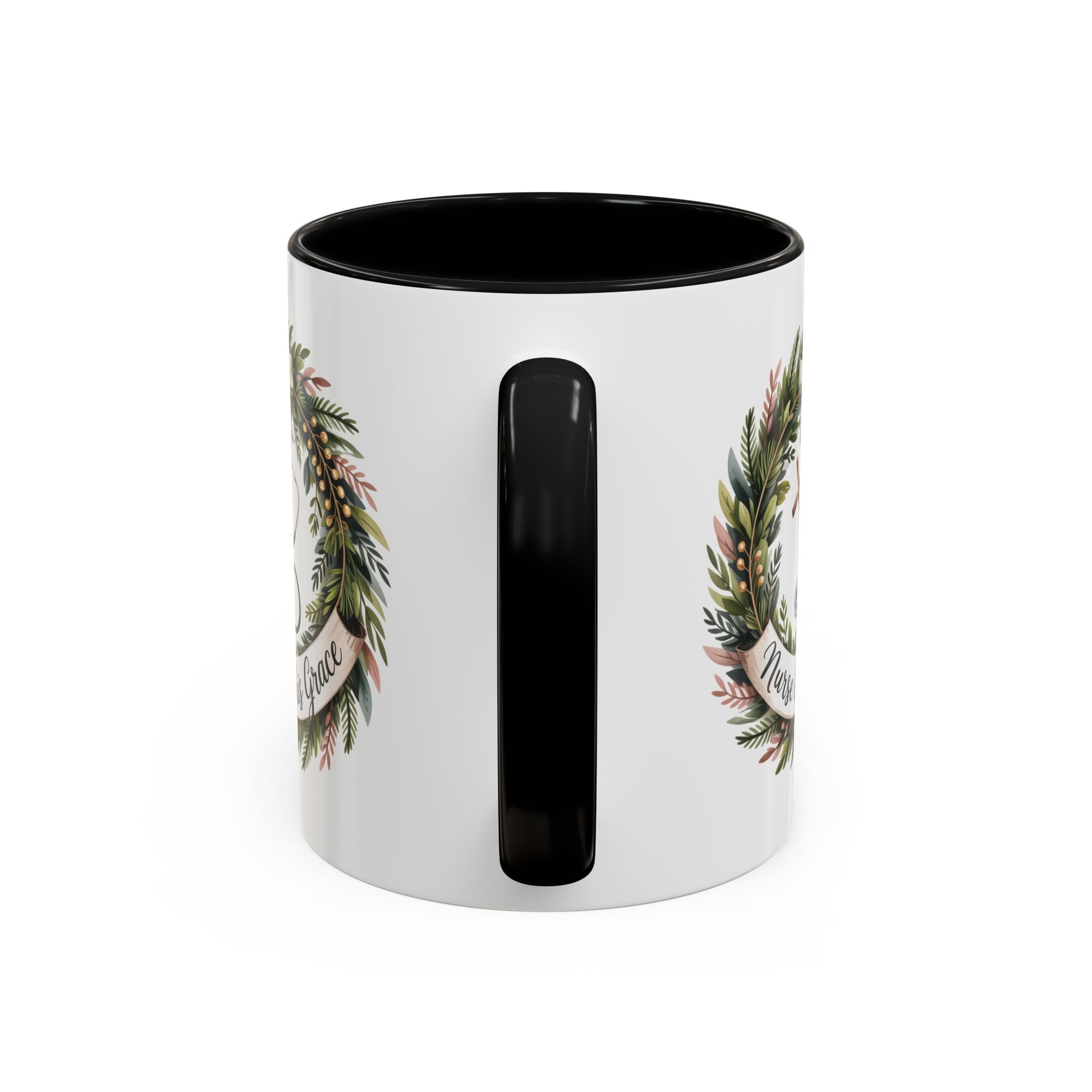 Nurse by His Grace Mug – Christian Nurse Coffee Cup with Floral Wreath (11oz/15oz)