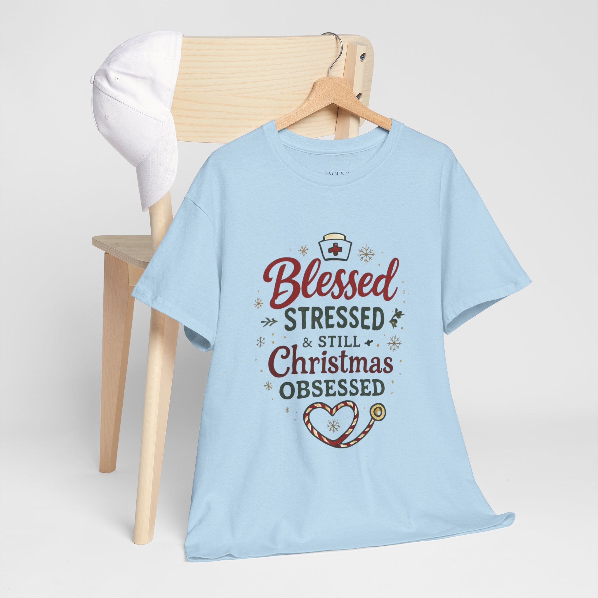 Blessed Stressed & Still Christmas Obsessed T-Shirt – Funny Nurse Holiday Tee