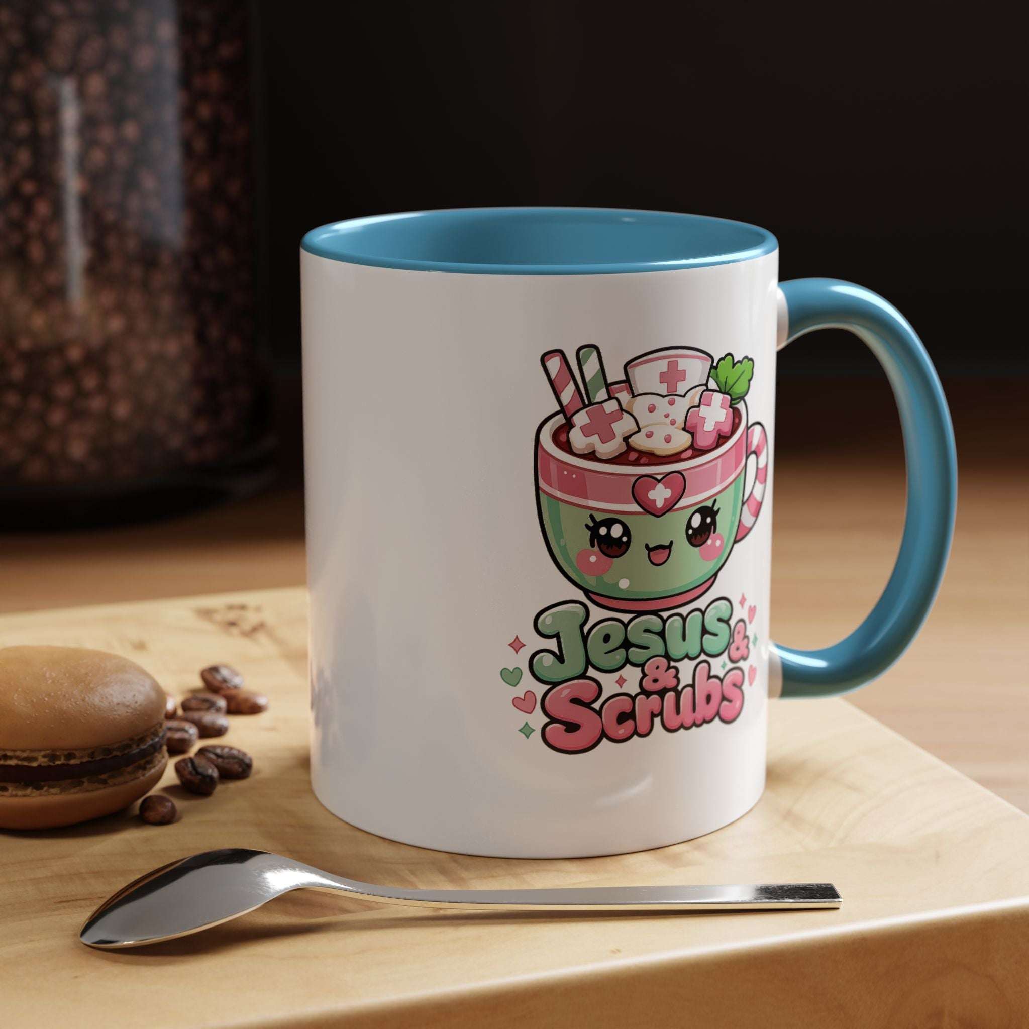 Jesus & Scrubs Mug – Cute Kawaii Nurse Coffee Cup (11oz)