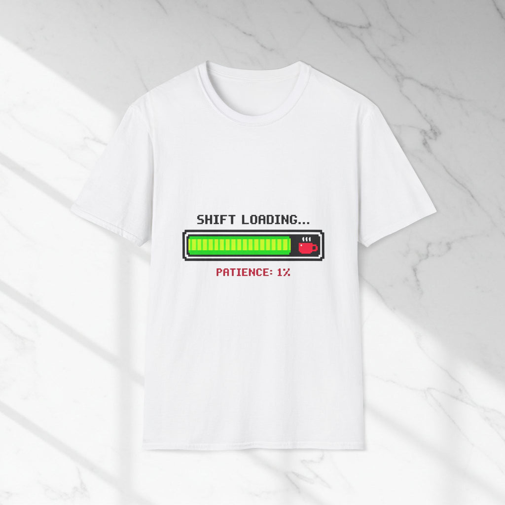 Shift Loading Patience 1% T-Shirt – Funny Gamer Progress Bar Tee