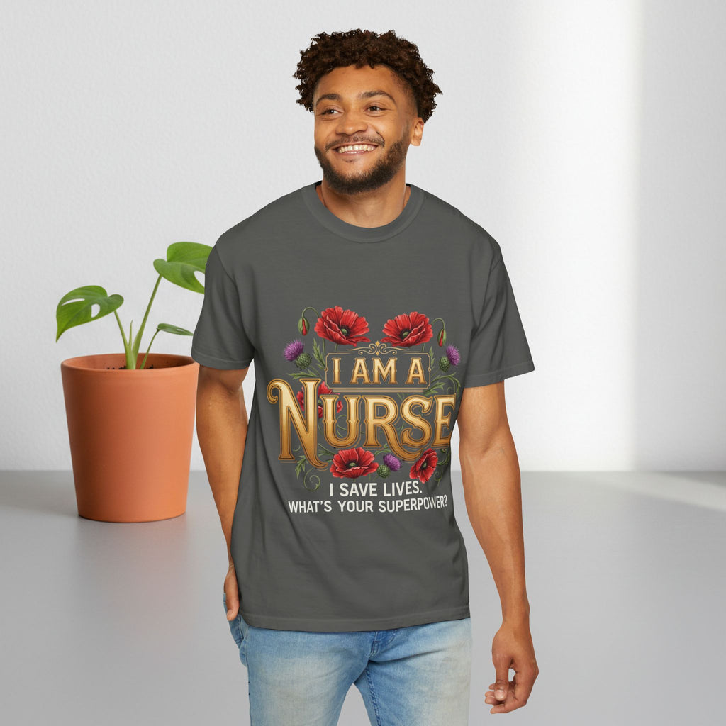 I Am a Nurse I Save Lives T-Shirt – Floral Superpower Tee