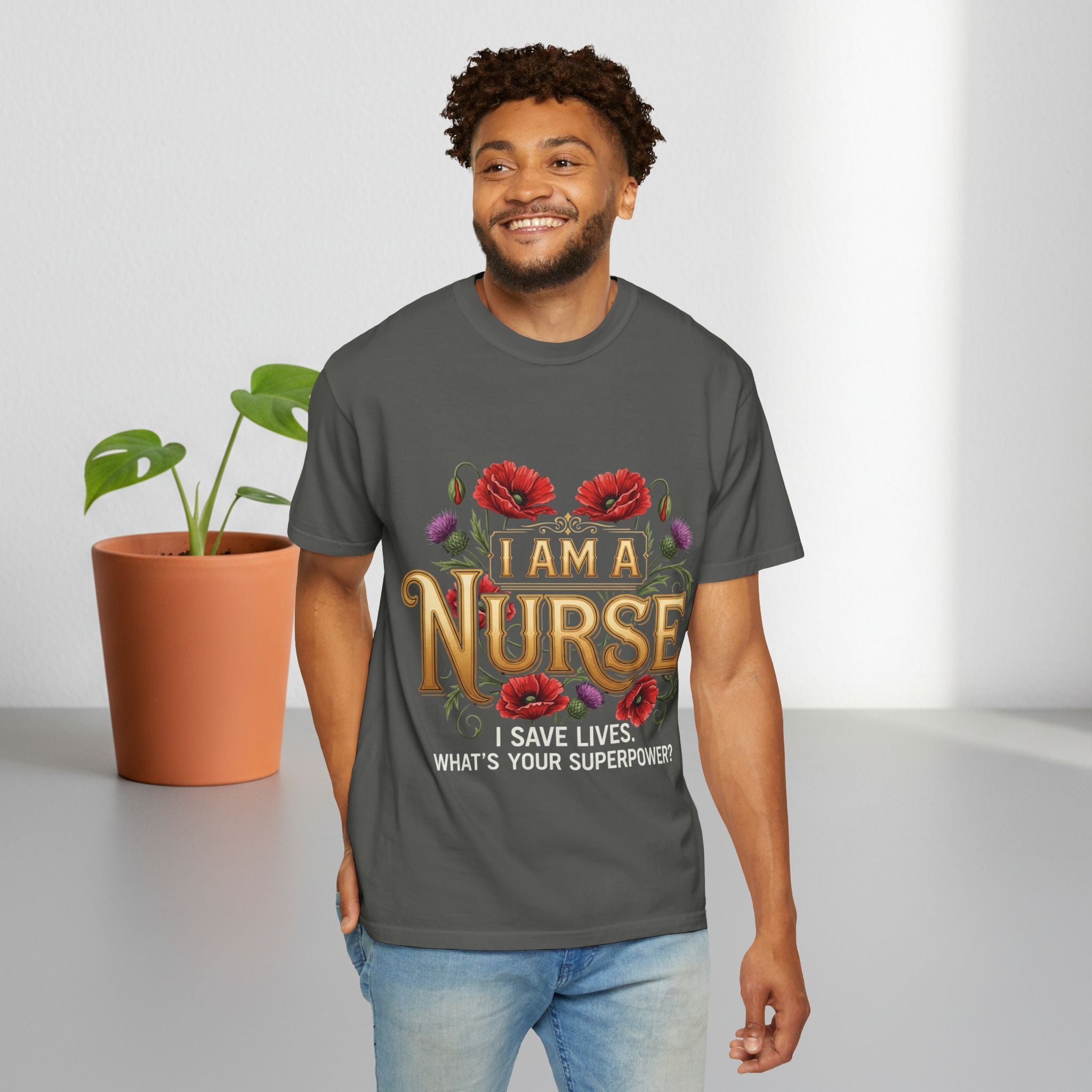I Am a Nurse I Save Lives T-Shirt – Floral Superpower Tee