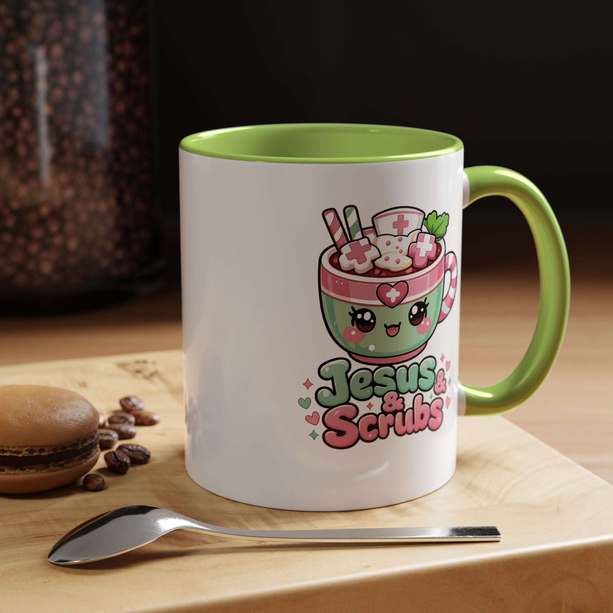 Jesus & Scrubs Mug – Cute Kawaii Nurse Coffee Cup (11oz)