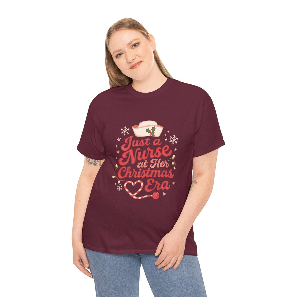 Just a Nurse at Her Christmas Era T-Shirt – Funny Holiday Nursing Tee
