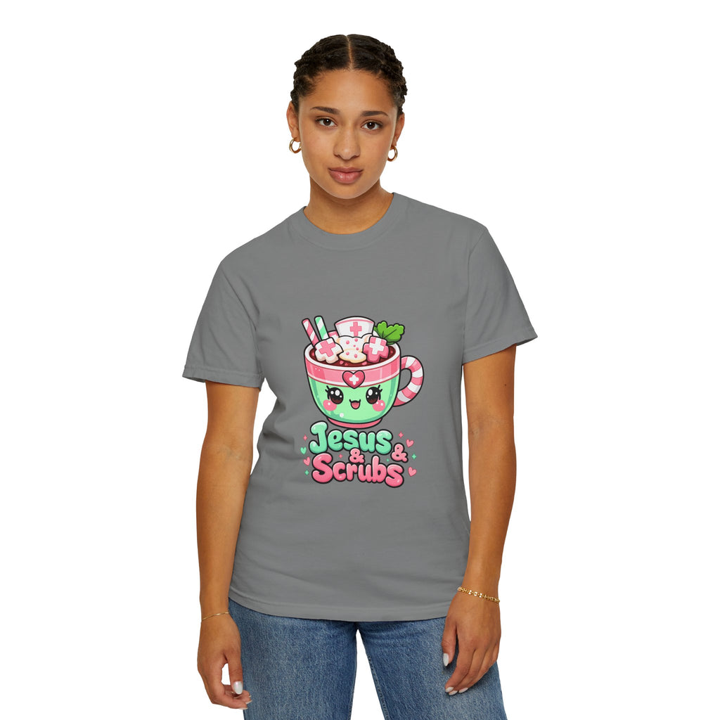 Jesus & Scrubs Kawaii Nurse T-Shirt – Cute Christian Medical Faith Tee