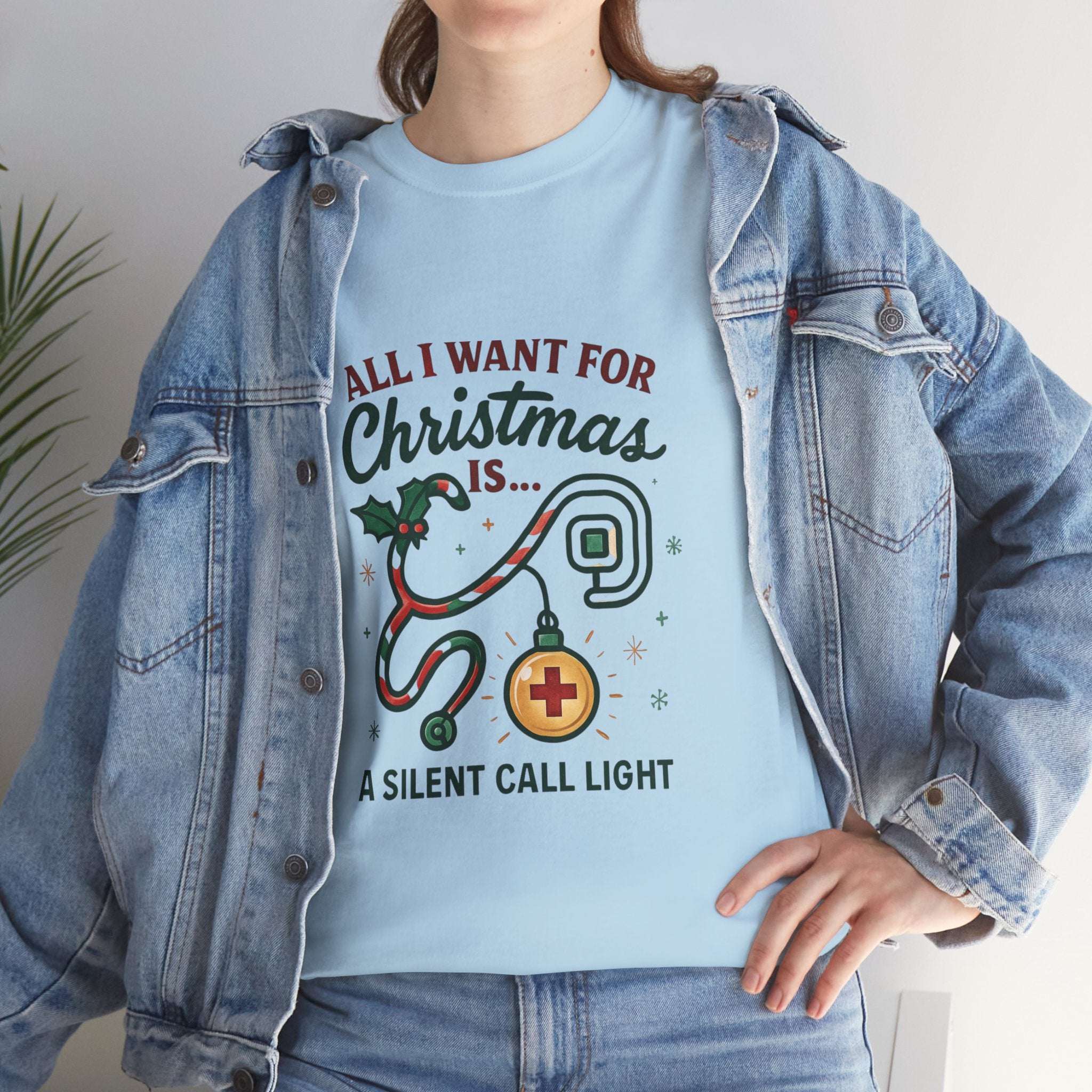 All I Want for Christmas Is a Silent Call Light T-Shirt – Funny Nurse Tee
