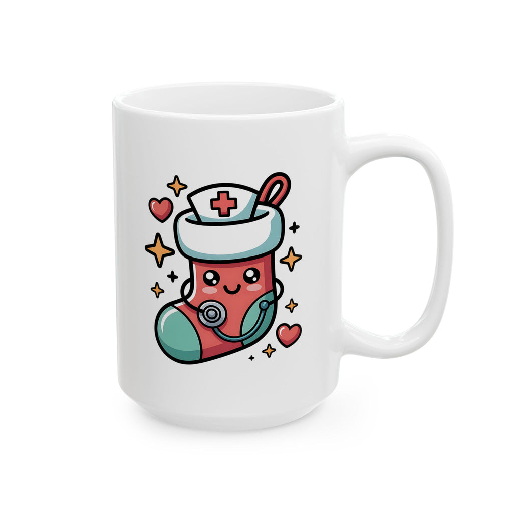 Cute Kawaii Nurse Angel Mug – Christmas Nurse Coffee Cup with Halo & Wings (11oz/15oz)