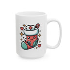 Cute Kawaii Nurse Angel Mug – Christmas Nurse Coffee Cup with Halo & Wings (11oz/15oz)
