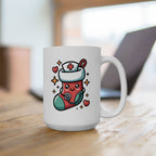 Cute Kawaii Nurse Angel Mug – Christmas Nurse Coffee Cup with Halo & Wings (11oz/15oz)