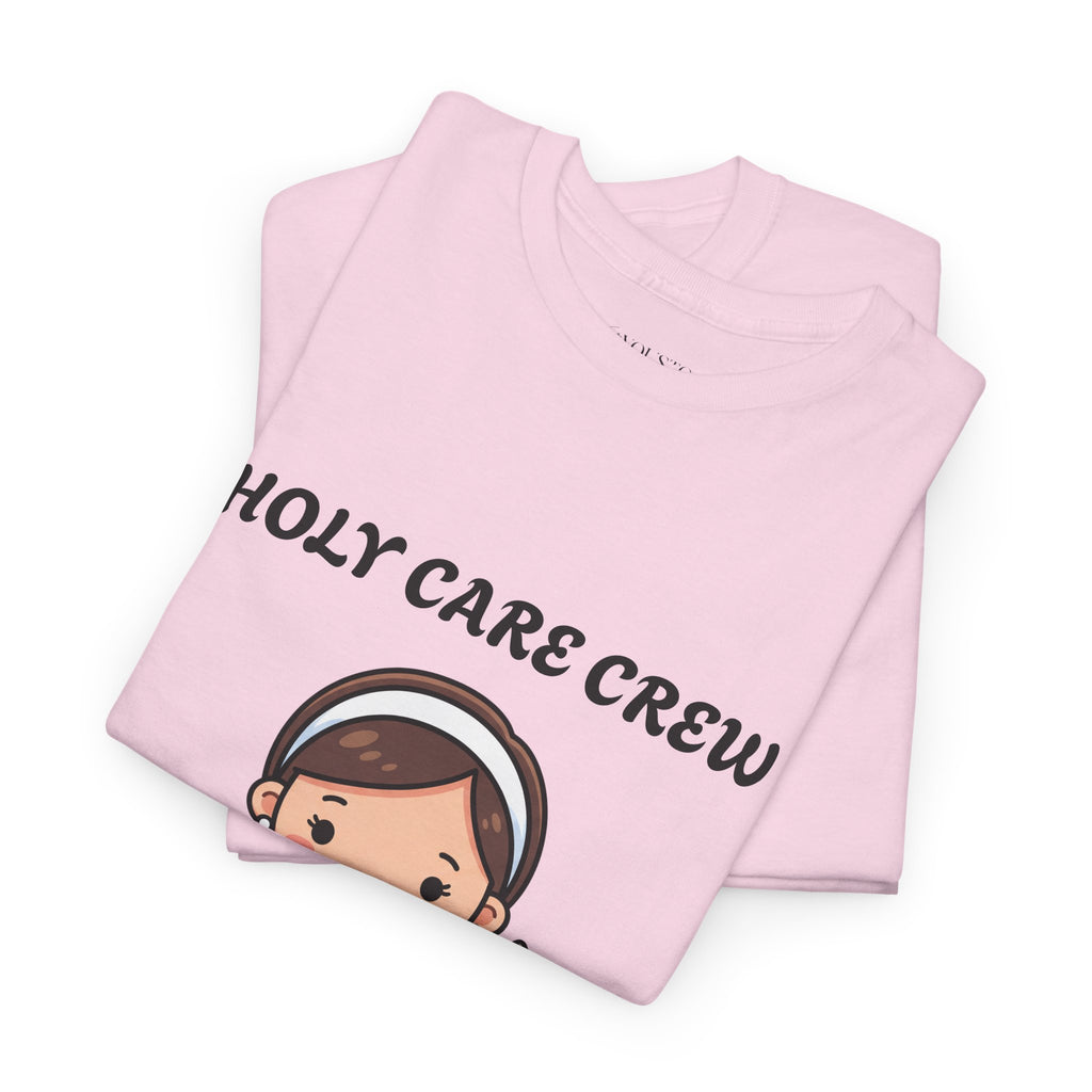 Holy Care Crew T-Shirt – Cute Nativity Tee with Lamb & Donkey