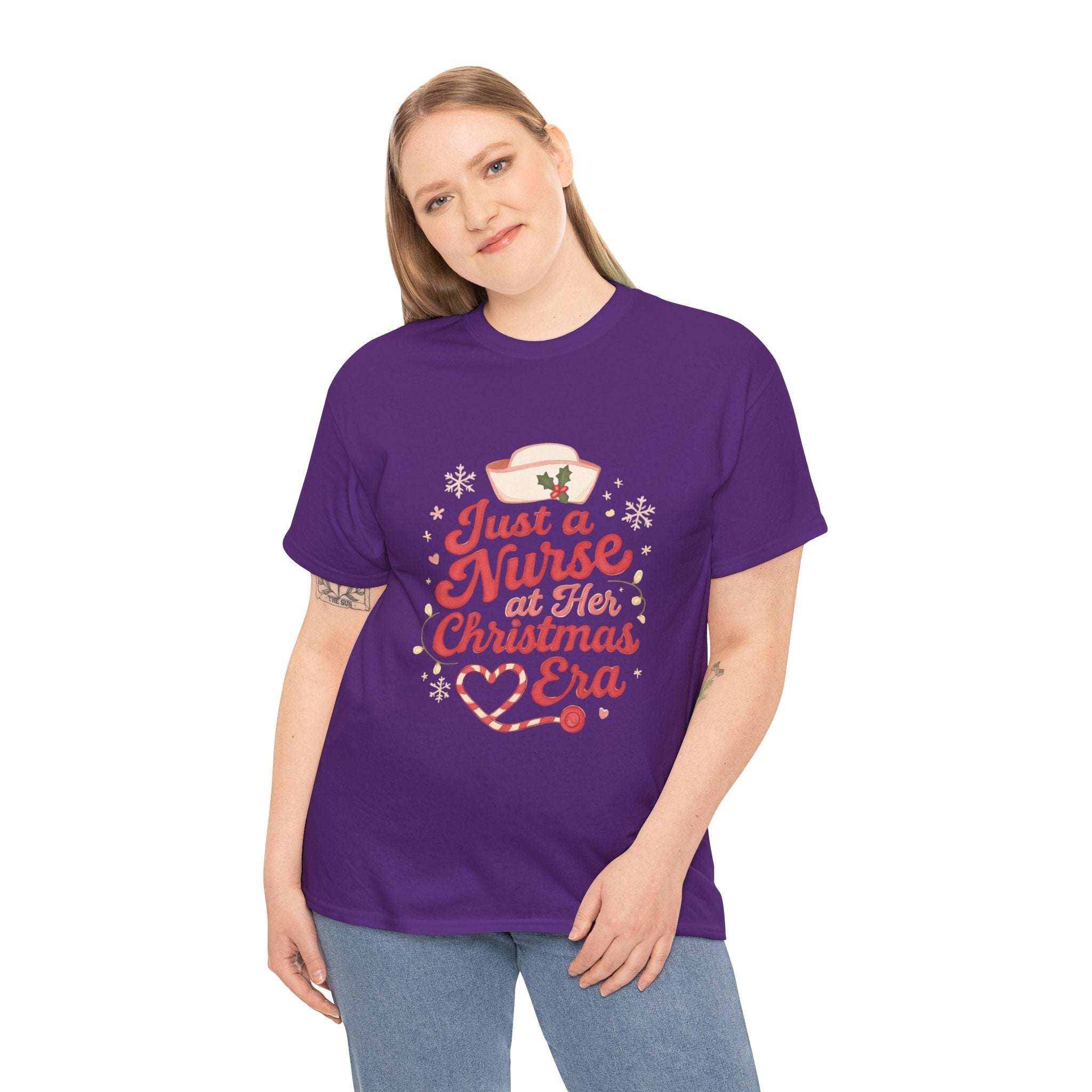 Just a Nurse at Her Christmas Era T-Shirt – Funny Holiday Nursing Tee