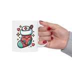 Cute Kawaii Nurse Angel Mug – Christmas Nurse Coffee Cup with Halo & Wings (11oz/15oz)