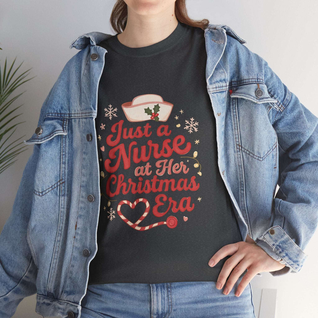 Just a Nurse at Her Christmas Era T-Shirt – Funny Holiday Nursing Tee
