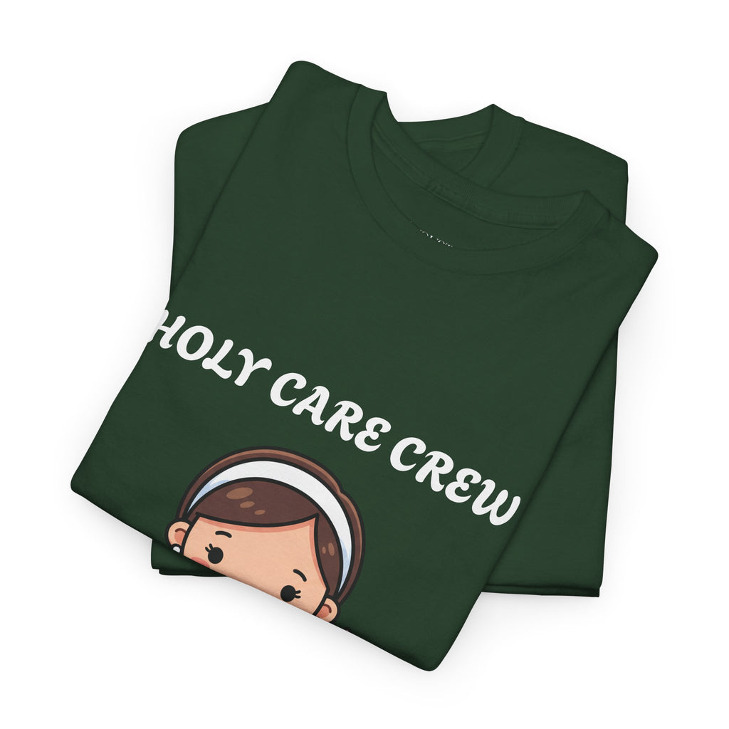 Holy Care Crew T-Shirt – Cute Nativity Tee with Lamb & Donkey