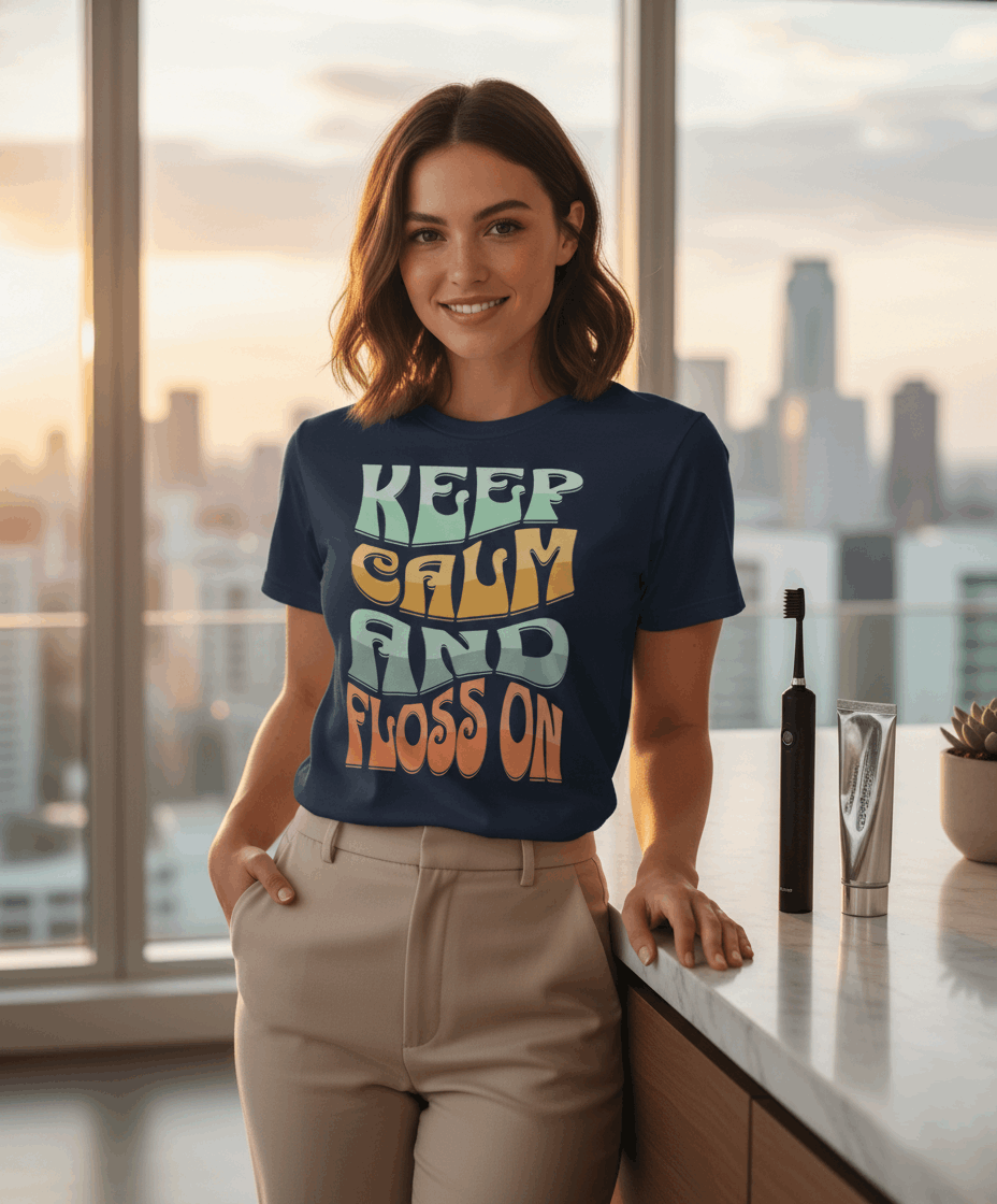 Keep Calm and Floss T-Shirt – Funny Dentist Gift for Dental Professionals