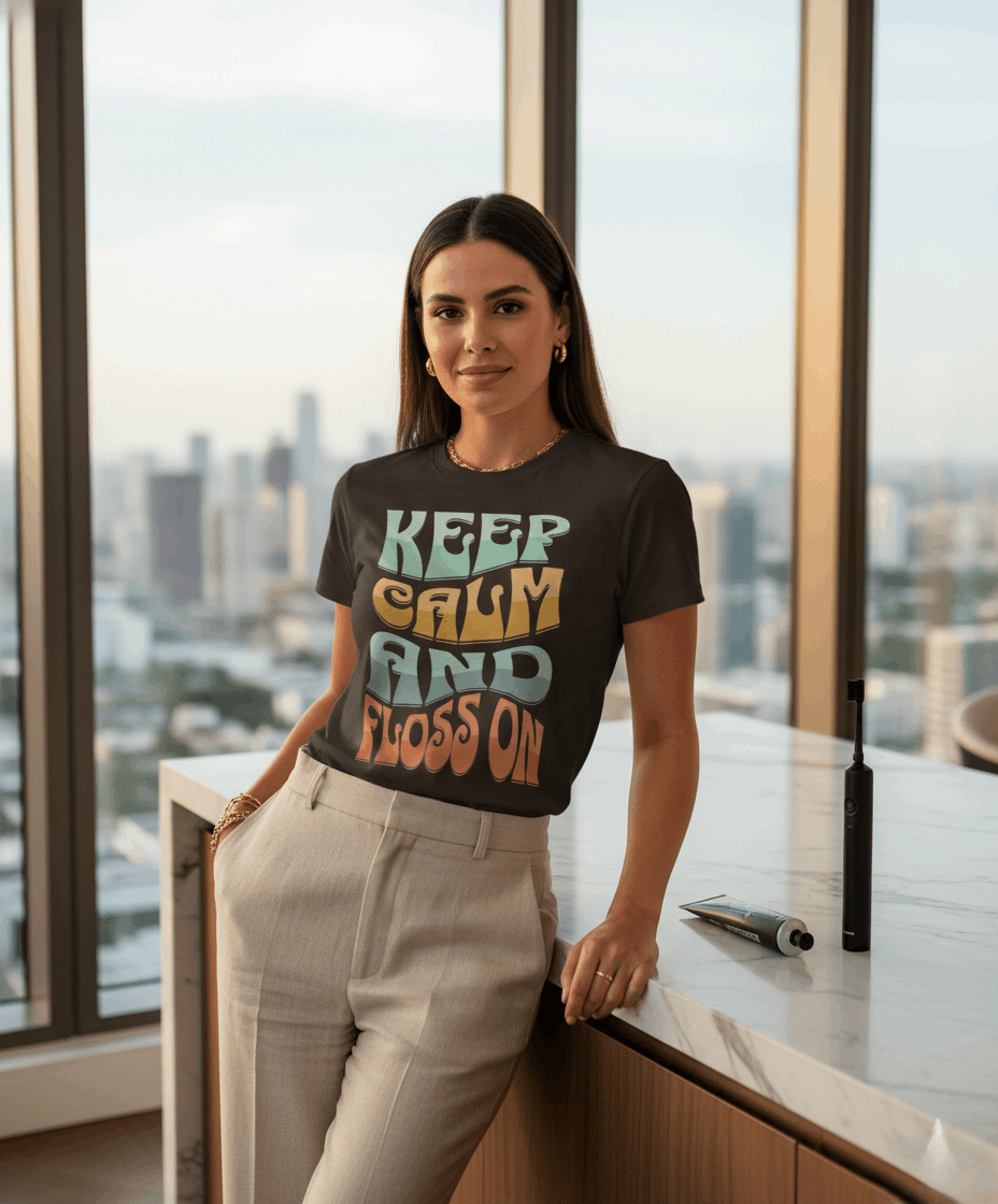 Keep Calm and Floss T-Shirt – Funny Dentist Gift for Dental Professionals