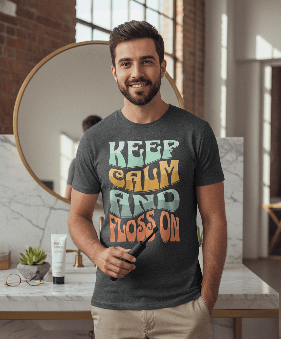 Keep Calm and Floss T-Shirt – Funny Dentist Gift for Dental Professionals
