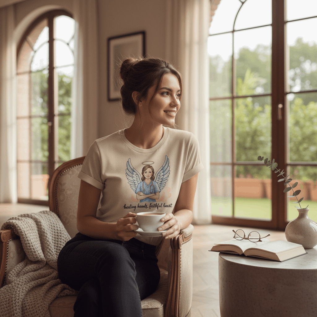 Nurse Angel T-Shirt – Healing Hands, Faithful Heart Inspirational Tee