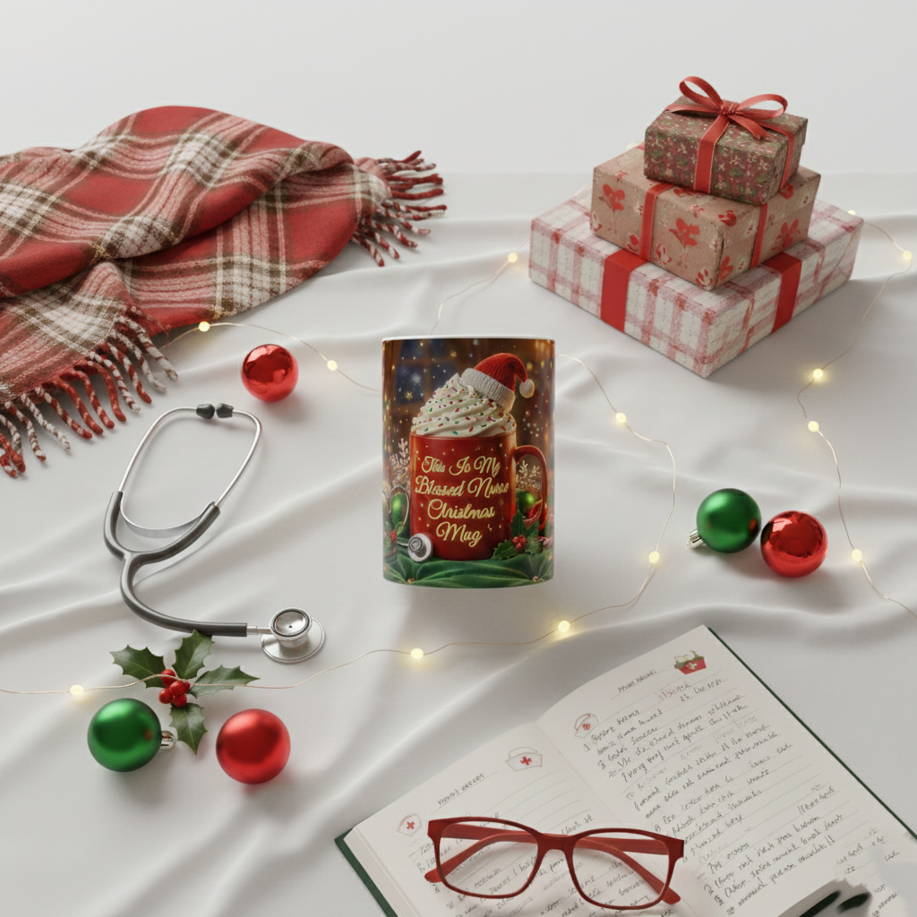 Blessed Nurse Christmas Mug – Holiday Coffee Cup for Nurses (11oz/15oz)