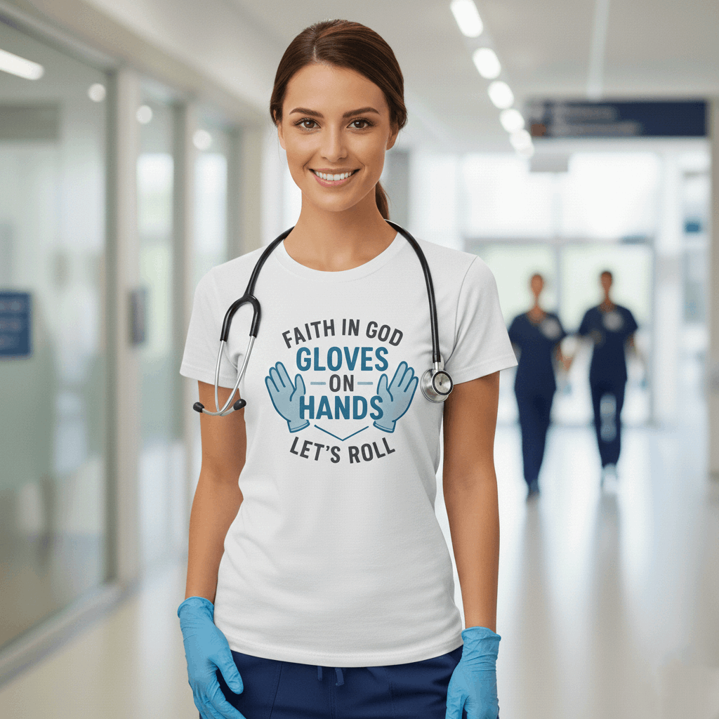 Faith in God Gloves on Hands Let's Roll T-Shirt – Christian Action Tee