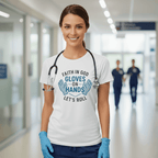Faith in God Gloves on Hands Let's Roll T-Shirt – Christian Action Tee