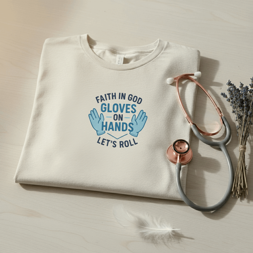 Faith in God Gloves on Hands Let's Roll T-Shirt – Christian Action Tee