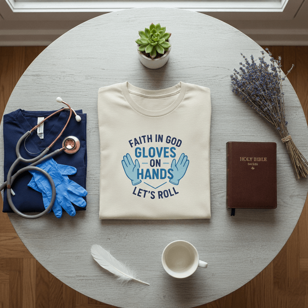 Faith in God Gloves on Hands Let's Roll T-Shirt – Christian Action Tee