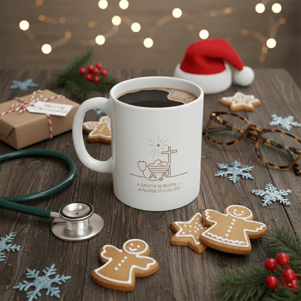A Savior Is Born A Nurse Is Called Mug – Christian Nurse Christmas Coffee Cup (11oz/15oz)