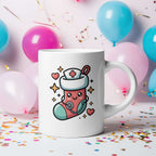 Cute Kawaii Nurse Angel Mug – Christmas Nurse Coffee Cup with Halo & Wings (11oz/15oz)