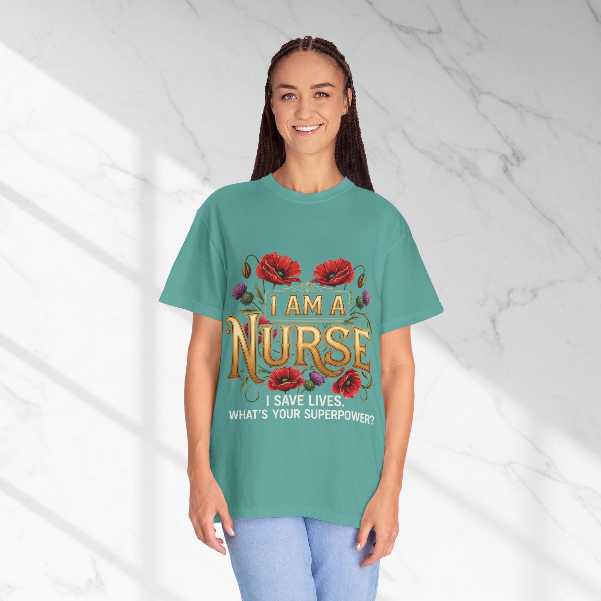 I Am a Nurse I Save Lives T-Shirt – Floral Superpower Tee