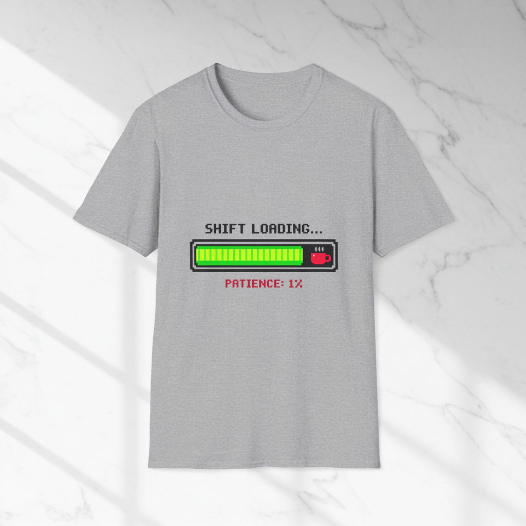 Shift Loading Patience 1% T-Shirt – Funny Gamer Progress Bar Tee