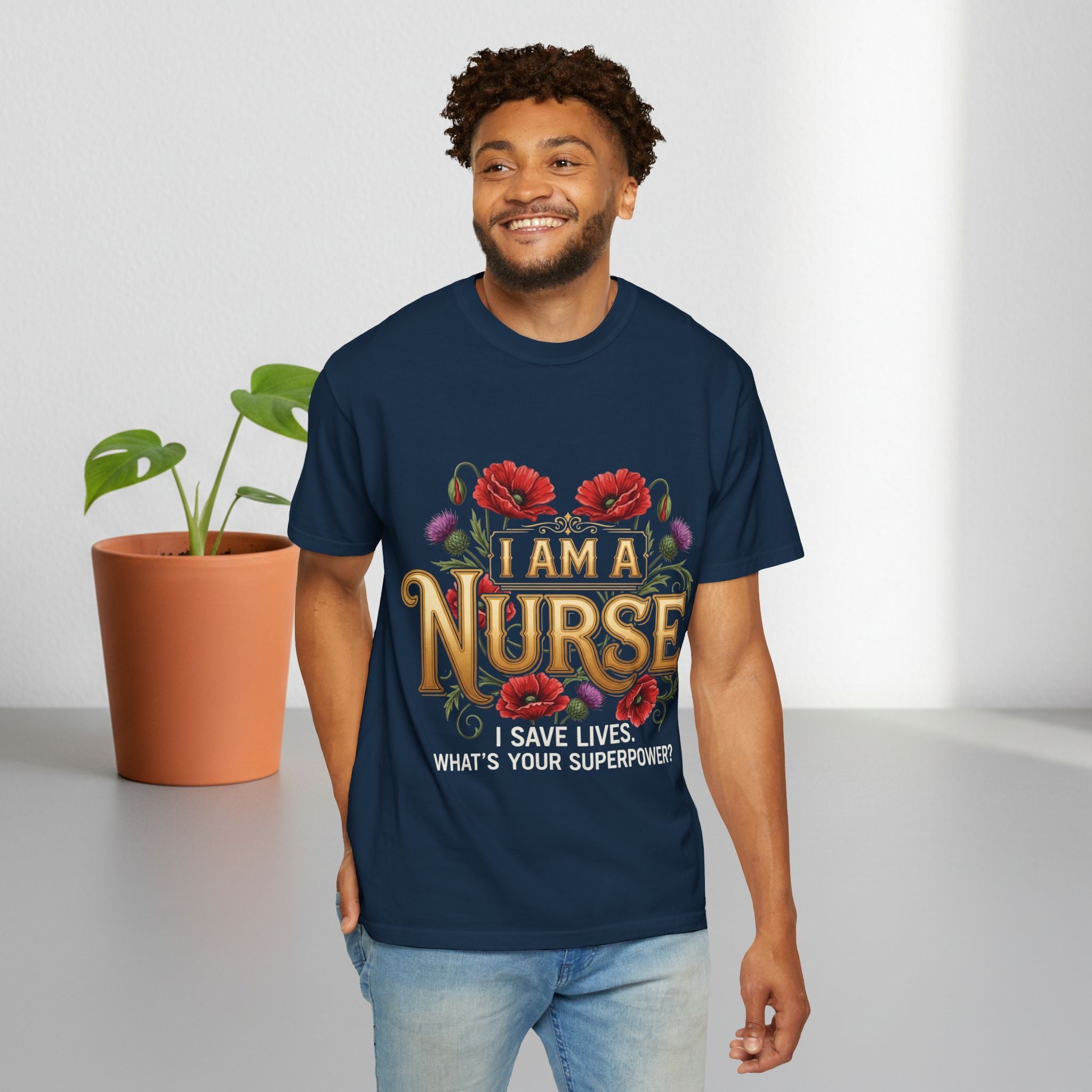 I Am a Nurse I Save Lives T-Shirt – Floral Superpower Tee