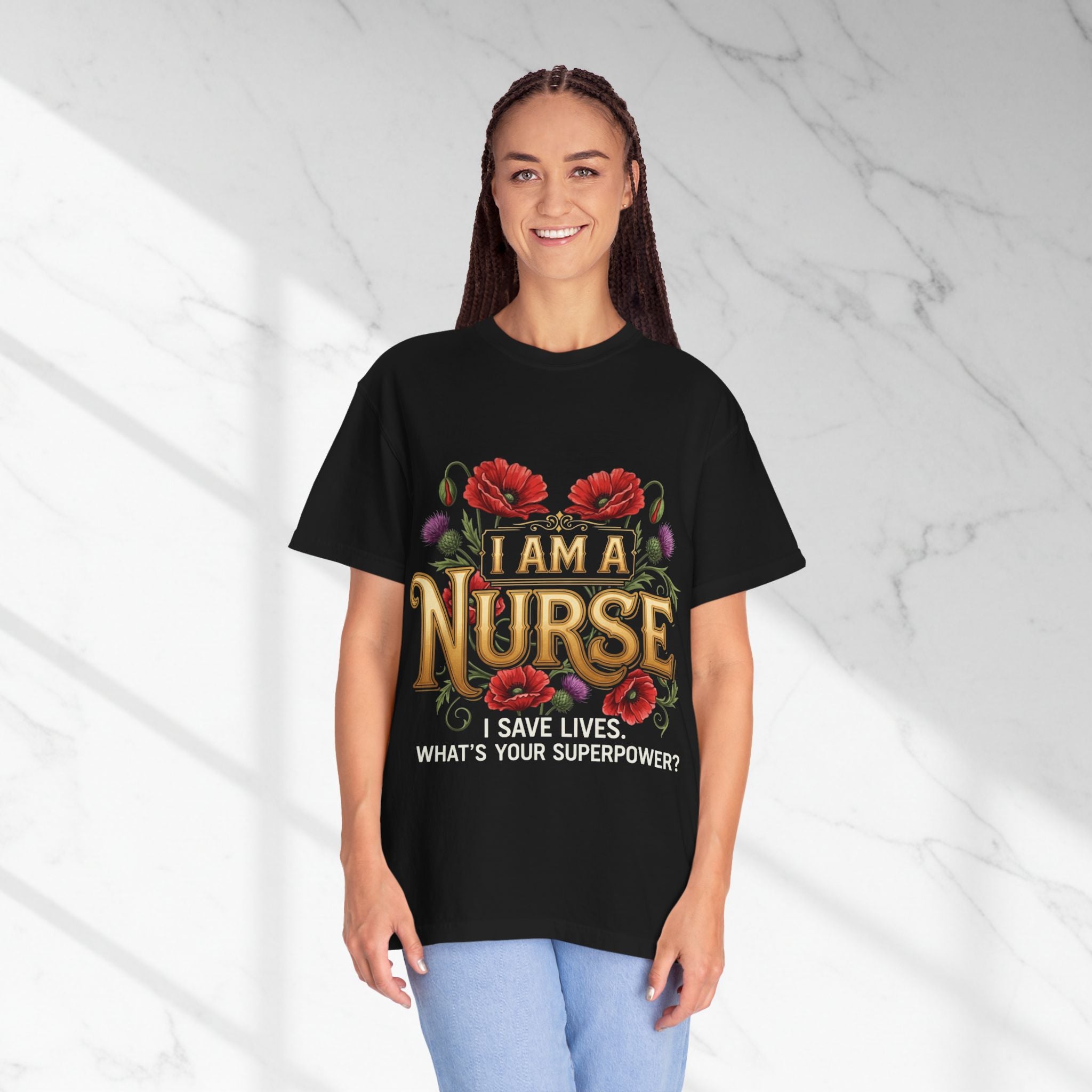 I Am a Nurse I Save Lives T-Shirt – Floral Superpower Tee