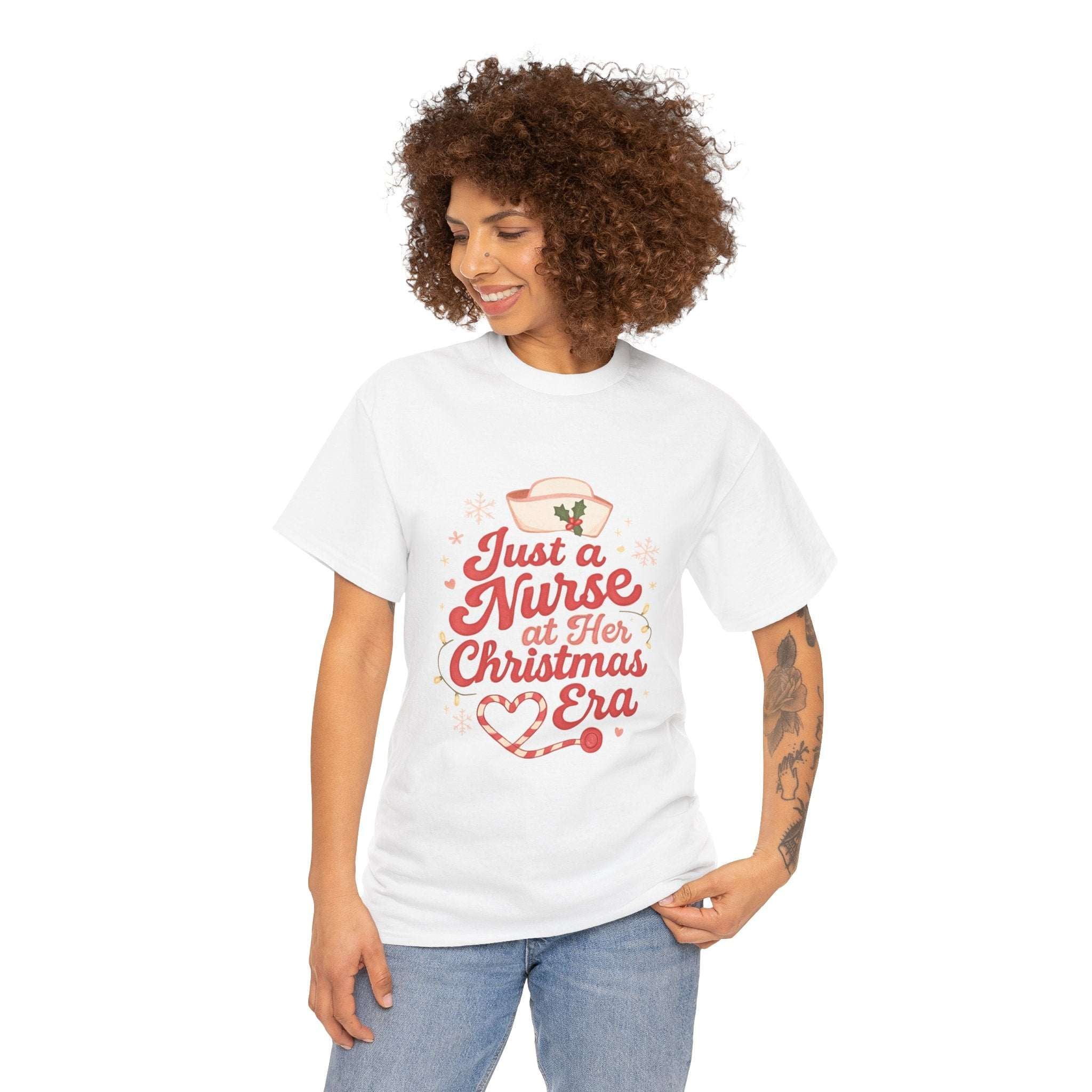 Just a Nurse at Her Christmas Era T-Shirt – Funny Holiday Nursing Tee