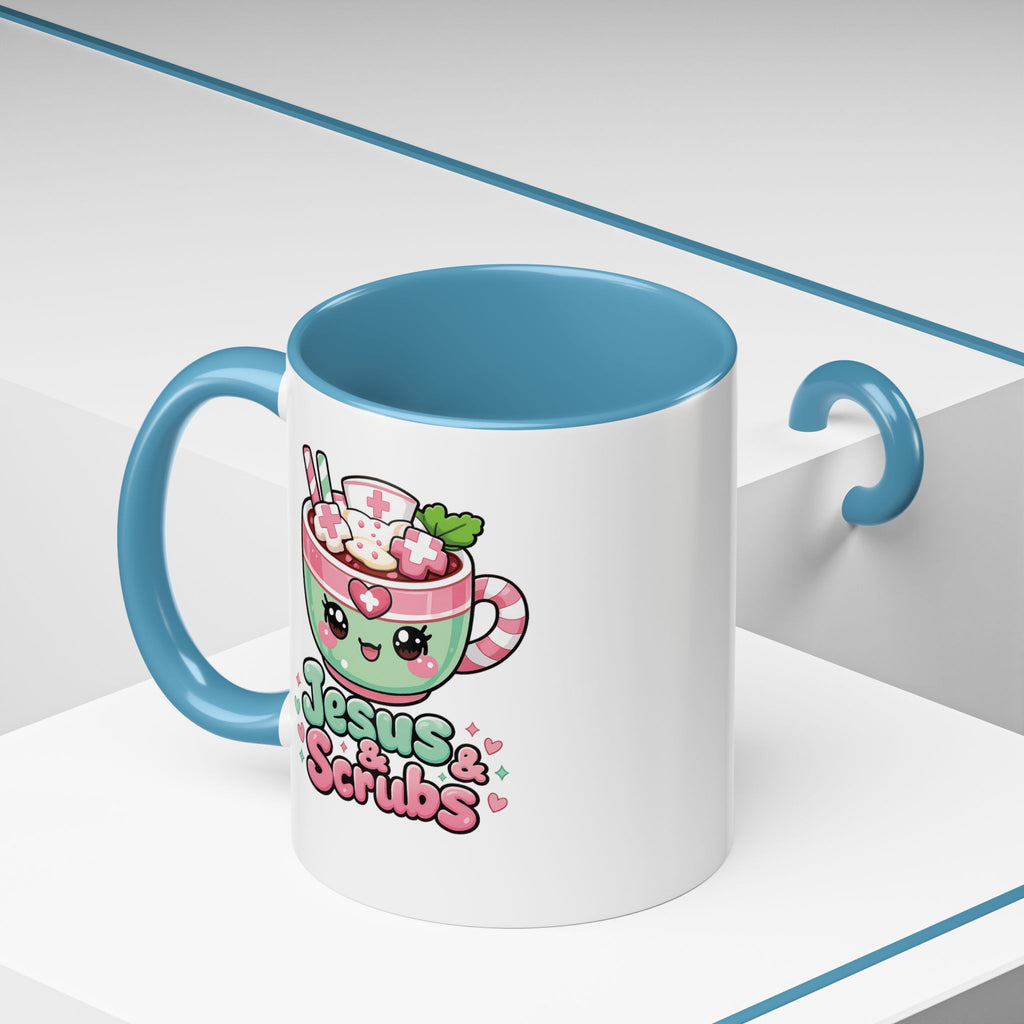 Jesus & Scrubs Mug – Cute Kawaii Nurse Coffee Cup (11oz)