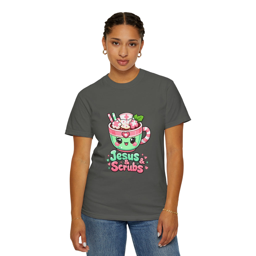 Jesus & Scrubs Kawaii Nurse T-Shirt – Cute Christian Medical Faith Tee