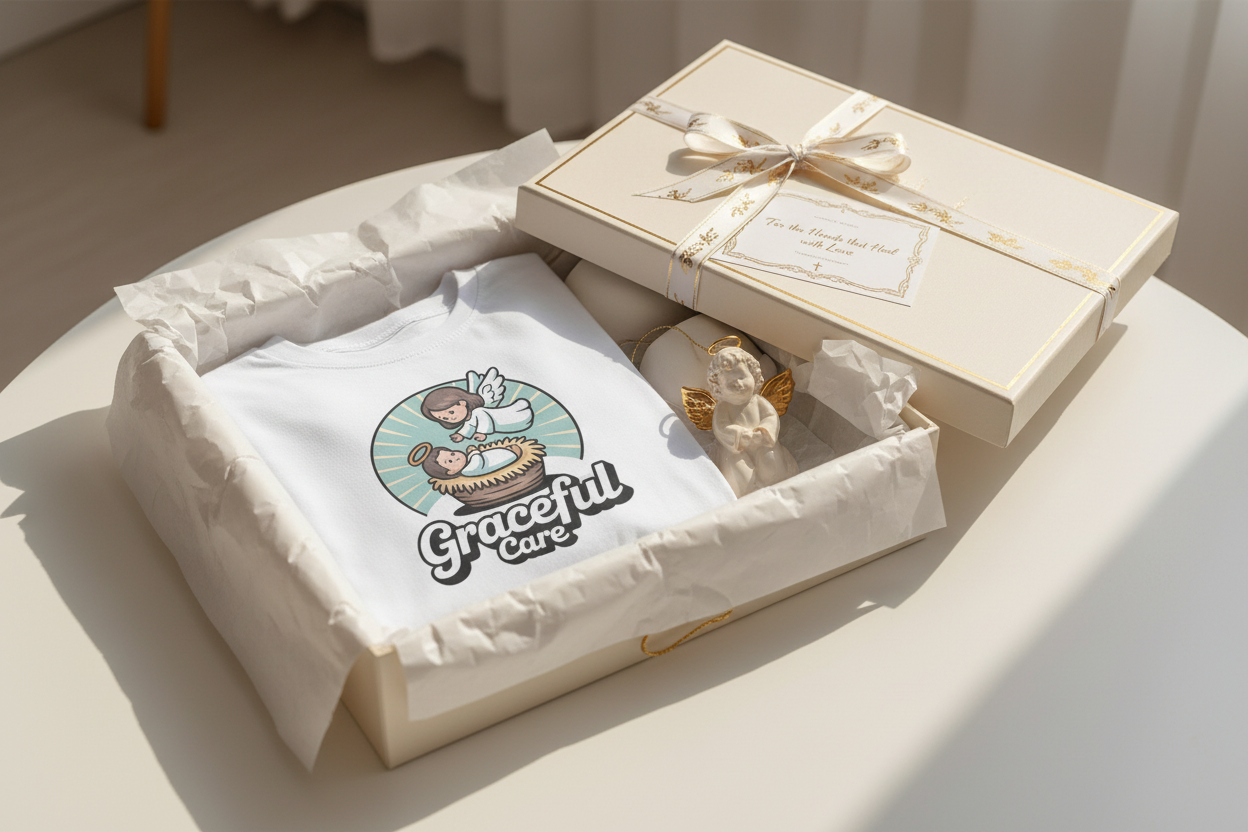 Elegant gift box with angel theme