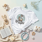 Flat lay with baby items and Bible