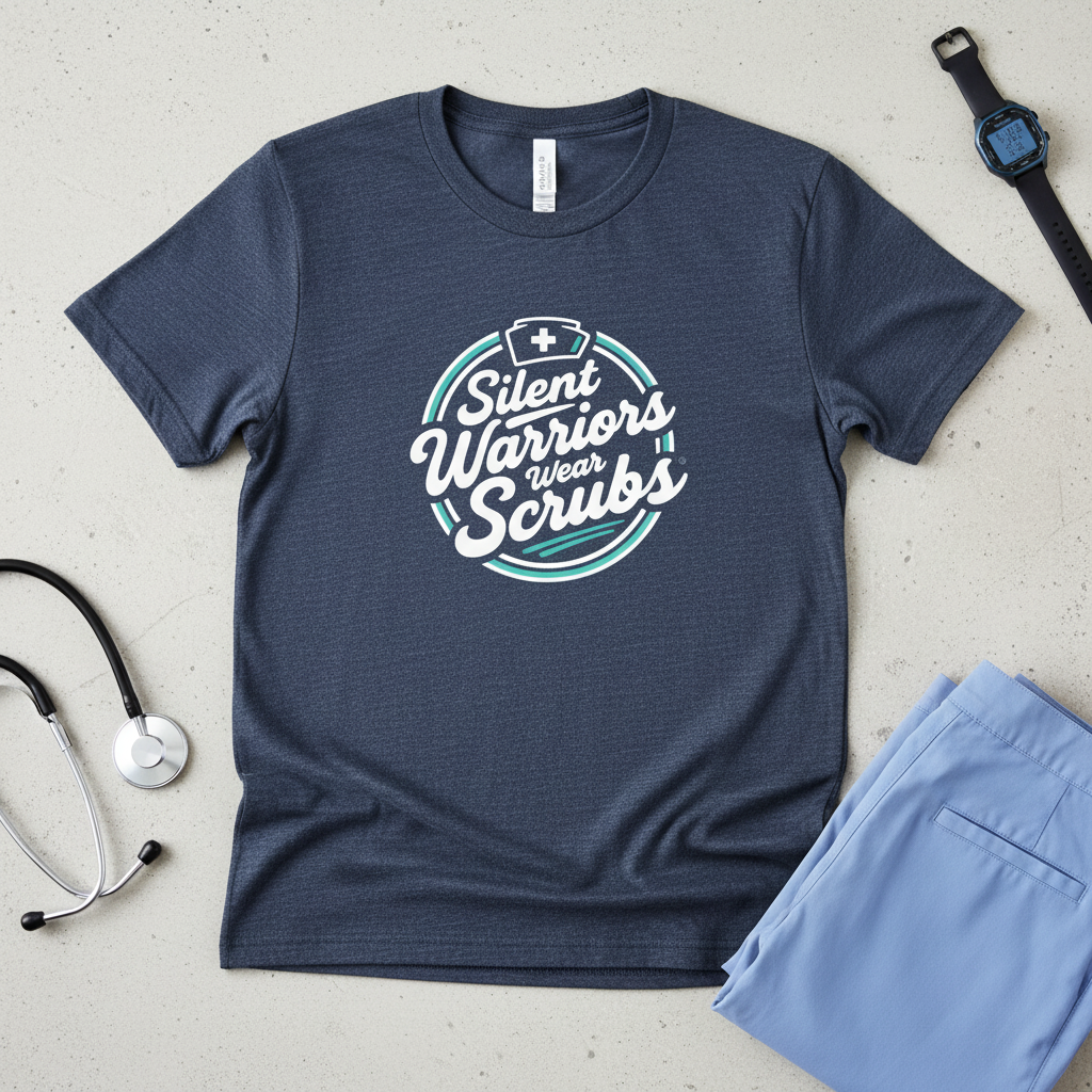 Heather Navy Silent Warriors Wear Scrubs T-Shirt
