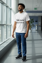 Nurse in dramatic natural light showing faith and strength