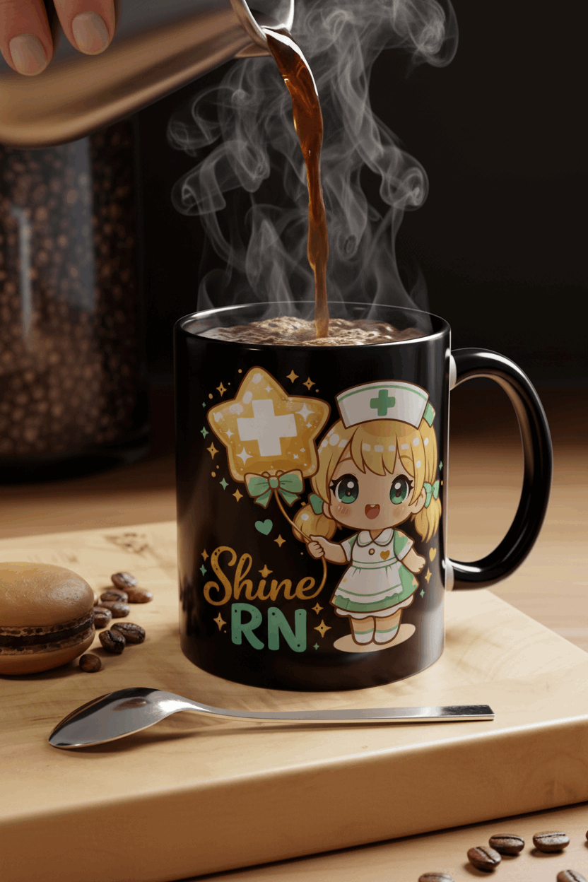 Pouring hot coffee showing color transformation