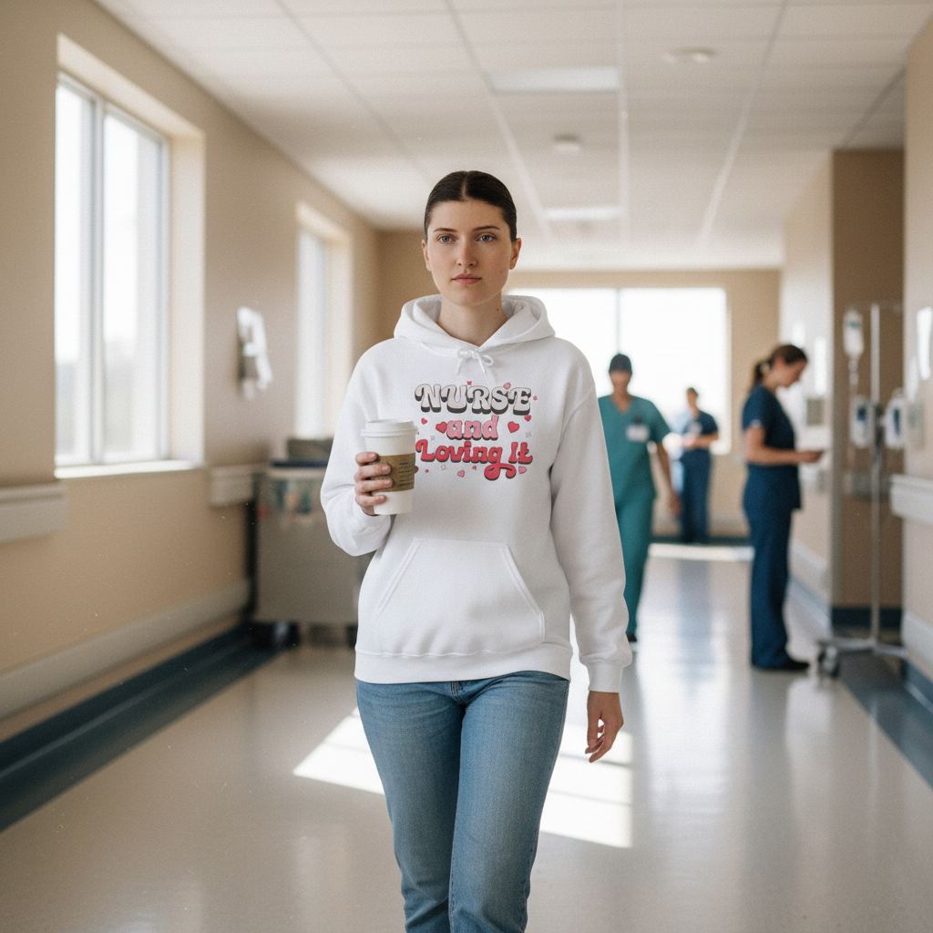 Real corridor walk with coffee showing nursing life