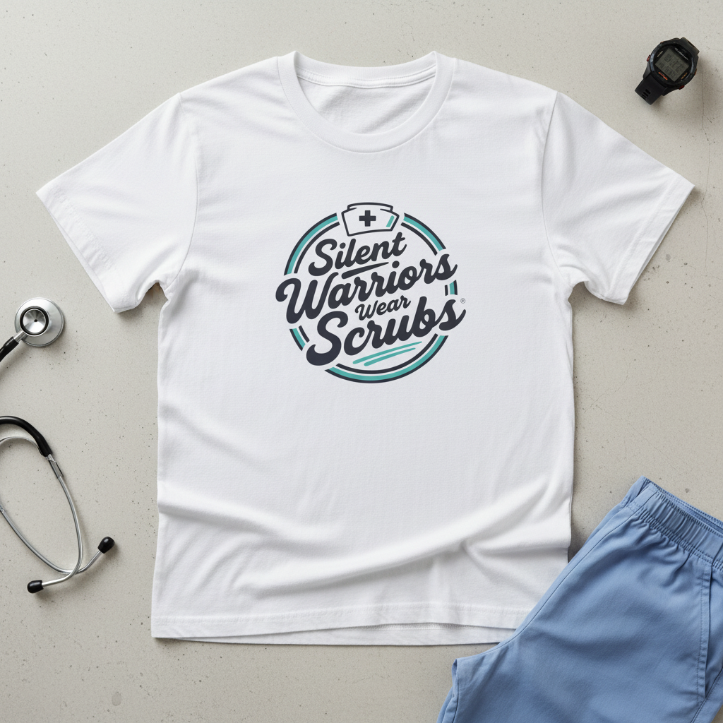 White Silent Warriors Wear Scrubs T-Shirt